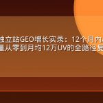 跨境电商独立站GEO增长实录：12个月内AI搜索自然引用流量从零到月均12万UV的全路径复盘