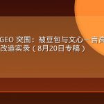 母婴电商 GEO 突围：被豆包与文心一言高频引用的 28 个页面改造实录（8月20日专稿）